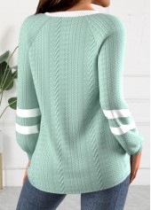 Green tops,White tops,Contrast Color tops,Striped tops,Geometric tops,ROTITA Textured Fabric Green Round Neck Long Sleeve Sweatshirt