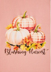 Dusty Pink plus size,Halloween plus size,Plaid plus size,Letter plus size,ROTITA Halloween Plus Size Patchwork Dusty Pink Round Neck Sweatshirt