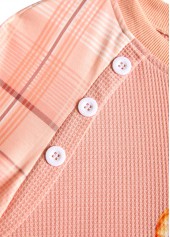 Dusty Pink plus size,Halloween plus size,Plaid plus size,Letter plus size,ROTITA Halloween Plus Size Patchwork Dusty Pink Round Neck Sweatshirt