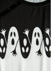 White tops,Halloween tops,ROTITA Halloween Button White Round Neck Long Sleeve T Shirt