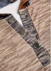 Dark Coffee plus size,Plaid plus size,ROTITA Plus Size Snap Button Dark Coffee Plaid Hoodie