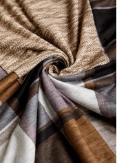 Dark Coffee plus size,Plaid plus size,ROTITA Plus Size Snap Button Dark Coffee Plaid Hoodie