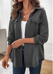 Rotita Patchwork grauer Umlegekragen Langarmmantel