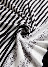 Black tops,Striped tops,Geometric tops,ROTITA Zipper Striped Black Turn Down Collar Long Sleeve Sweatshirt