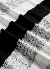 Black tops,Striped tops,Geometric tops,ROTITA Zipper Striped Black Turn Down Collar Long Sleeve Sweatshirt