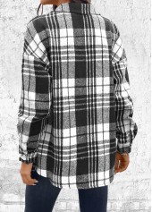Black tops,Plaid tops,Striped tops,Geometric tops,ROTITA Button Plaid Black Long Sleeve Shirt