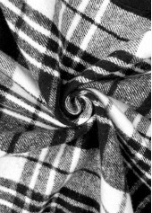 Black tops,Plaid tops,Striped tops,Geometric tops,ROTITA Button Plaid Black Long Sleeve Shirt