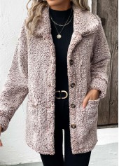 Knopf grau braun Umlegekragen Langarm Mantel