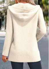 White tops,Leopard tops,ROTITA Patchwork Leopard White Hooded Long Sleeve Coat