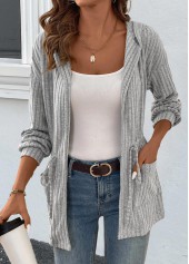 ROTITA Drawstring Grey Long Sleeve Light Cardigan