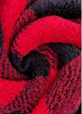 Red tops,Plaid tops,Patchwork Plaid Red Hooded Sleeveless Waistcoat