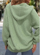 Sage Green tops,Plain Color tops,ROTITA Zipper Sage Green Long Sleeve Hoodie