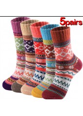 chaussettes mi-mollet multicolores à imprimé géométrique de Noël