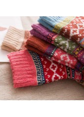 Multi Color accessories,Geometric accessories,Christmas Geometric Print Multi Color Mid Calf Socks