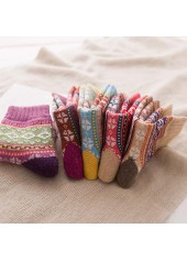 Multi Color accessories,Geometric accessories,Christmas Geometric Print Multi Color Mid Calf Socks