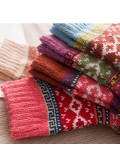 Multi Color accessories,Geometric accessories,Christmas Geometric Print Multi Color Mid Calf Socks