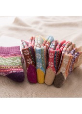 Multi Color accessories,Geometric accessories,Christmas Geometric Print Multi Color Mid Calf Socks