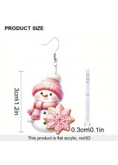 Pink jewelry,Christmas jewelry,Christmas Snowflake Pink Snowman Design Earrings