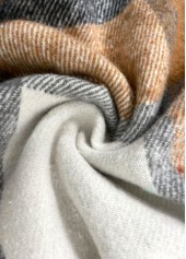 Dark Coffee tops,Geometric tops,Plaid tops,ROTITA Drawstring Plaid Dark Coffee Hooded Long Sleeve Shirt