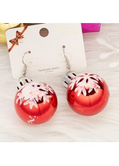 boucles d'oreilles rondes en plastique flocon de neige rouge de Noël