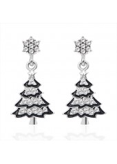 Silver jewelry,Plants jewelry,Christmas Tree Silver Alloy Plant Earrings