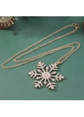 Golden jewelry,Geometric jewelry,Christmas Snowflake Design Golden Alloy Necklace