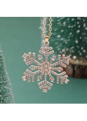 Golden jewelry,Geometric jewelry,Christmas Snowflake Design Golden Alloy Necklace