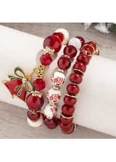 Weihnachtsschleife rotes Glasperlenarmband-Set