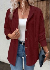 Rotita Patchwork-Langarm-Hoodie in Weinrot