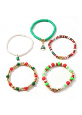 Multi Color jewelry,Christmas jewelry,Christmas Multi Color Beaded Alloy Bracelet Set