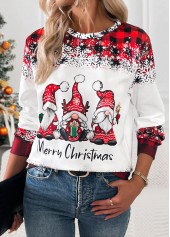 Red tops,Christmas tops,ROTITA Christmas Tummy Coverage Santa Claus Print Red T Shirt