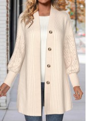 ROTITA Lace Beige Long Sleeve Button Coat