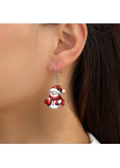 Red jewelry,Other jewelry,Christmas Red Acrylic Snowman Print Earrings
