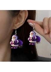 Purple jewelry,Christmas Santa Claus Purple Acrylic Earrings