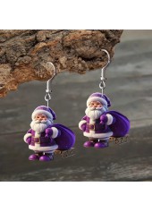 Purple jewelry,Christmas Santa Claus Purple Acrylic Earrings