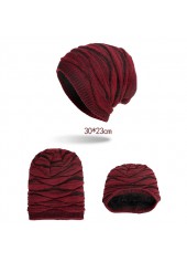 Wine Red accessories,Plain Color accessories,Wine Red Knitted Design Beanie Hat