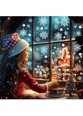 White accessories,Plain Color accessories,Christmas White Snowflake Design Glass Stickers