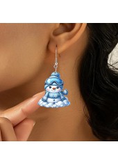 Sky Blue jewelry,Christmas jewelry,Christmas Snowman Sky Blue Acrylic Earrings