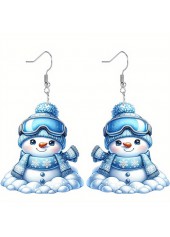 Sky Blue jewelry,Christmas jewelry,Christmas Snowman Sky Blue Acrylic Earrings