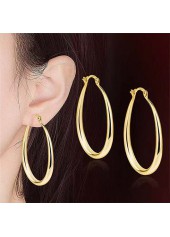 Golden jewelry,Oval Golden Color Metal Detail Earrings