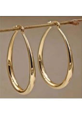 Golden jewelry,Oval Golden Color Metal Detail Earrings