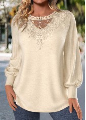t-shirt col rond beige brodé grande taille rotita