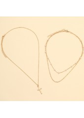 Golden jewelry,Gold Alloy Material Multi-layer Pearl Necklace