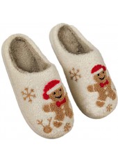 Beige shoes,Christmas shoes,Christmas Beige Falt Closed Toe Slippers