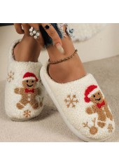Beige shoes,Christmas shoes,Christmas Beige Falt Closed Toe Slippers