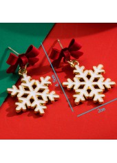 Red jewelry,Christmas Snowflake Red Alloy Detail Earrings