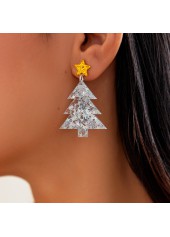 Silver jewelry,Christmas Tree Shape Silver Acrylic Material Earrings