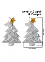Silver jewelry,Christmas Tree Shape Silver Acrylic Material Earrings