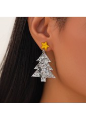 Silver jewelry,Christmas Tree Shape Silver Acrylic Material Earrings