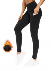 Schwarze knöchellange Leggings mit elastischem Bund und hoher Taille